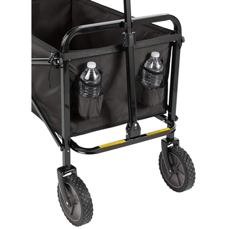 Amazon Basics Zusammenklappbarer Bollerwagen, faltbar mit Abdeckung, 120 kg Tragkraft, Schwarz – Bild 4