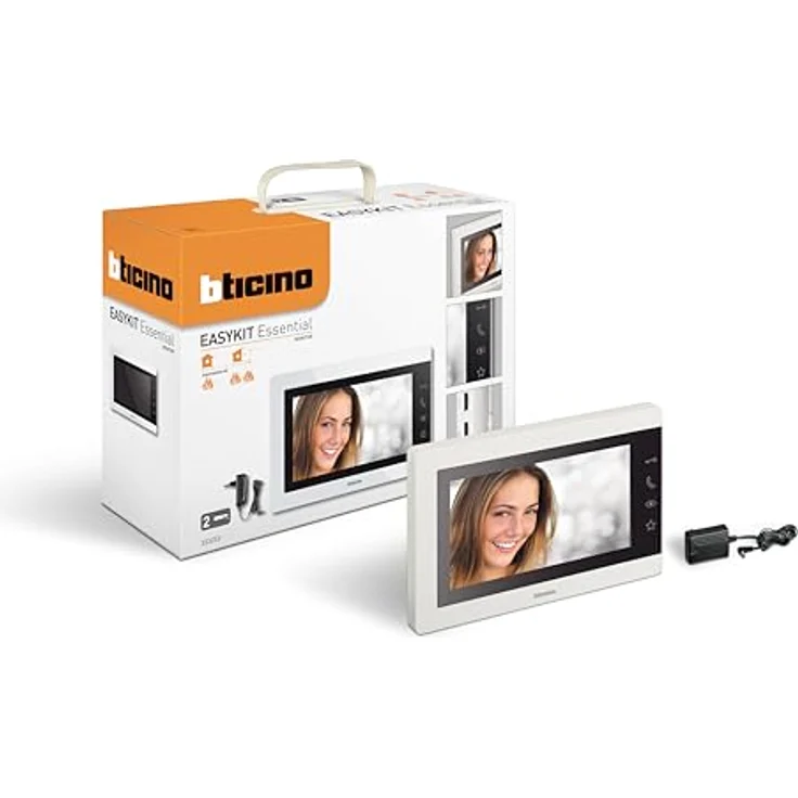 Bticino 333253 Video-Türsprechanlage, 7 Zoll Farbmonitor für Innen, 2 Kabel, Freisprecheinrichtung, Weiß – Bild 1