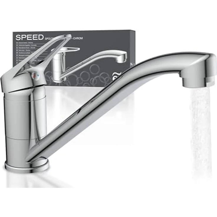 Eisl Spültischarmatur Speed 360° schwenkbarer Wasserhahn, Mischbatterie Küche mit geräuscharmer Qualitäts-Kartusche, inklusive Montageset – Bild 1