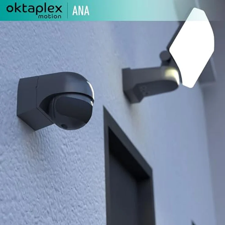 Oktaplex motion Oktaplex 2er Set Ana Bewegungsmelder Aussen schwenkbar 230 V IP44 180° Bewegungssensor 10 m Reichweite Aufputz anthrazit Infrarotsensor schwarz – Bild 5