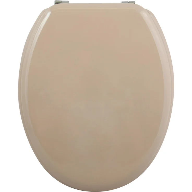 MSV WC-Sitz Cleo MDF, 45 cm x 37 cm x 5,6 cm, beige, feuchtigkeitsresistent, rostfreie Scharniere, rutschfest