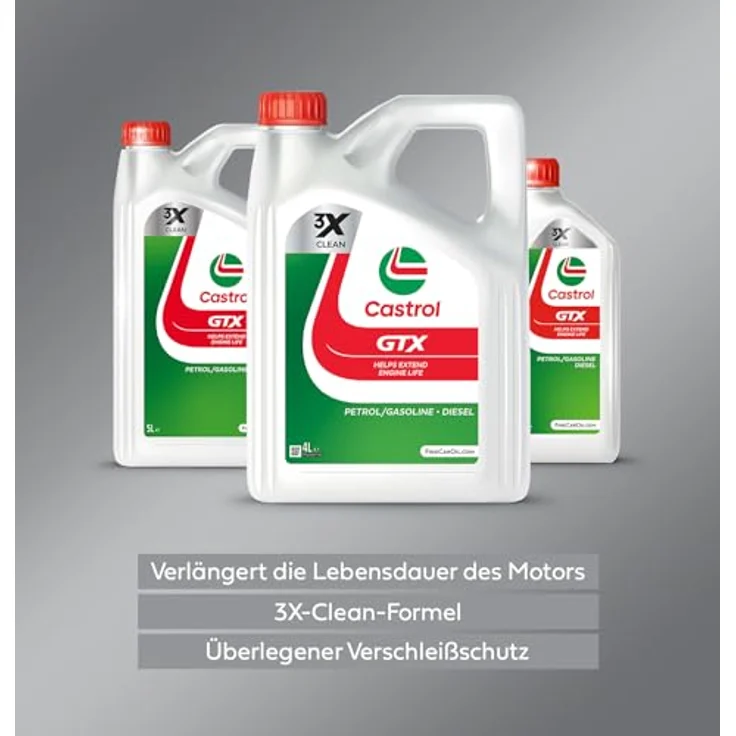 Castrol GTX 5W-40 A3-B4, PKW Motoröl auf Synthesebasis, 5L, hohe Motorensauberkeit und Oxidationsstabilität – Bild 2