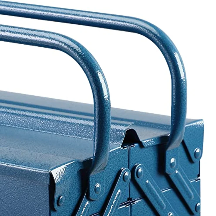 Deuba Werkzeugkoffer leer groß Stahl 5-teilig Werkzeugkasten Werkzeugbox Werkzeugkiste Werkzeug Montage Koffer blau 530x200x200mm – Bild 4