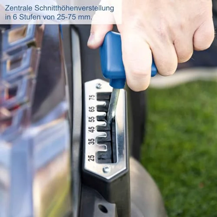 Scheppach IXES 20V Akku-Rasenmäher BC-MP430-X, 43 cm Schnittbreite, 2 Akkus 4 Ah, bürstenloser Motor, Mulcheinsatz – Bild 5