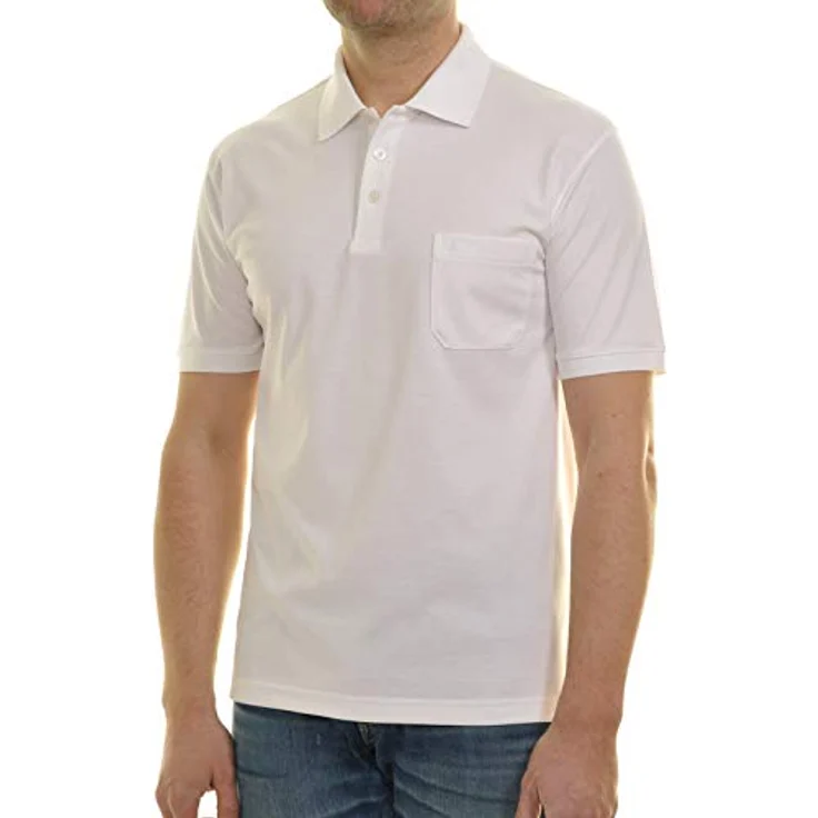 Ragman Herren-Poloshirt "Soft-Knit", Weiß, kurzarm mit Brusttasche, knitterarm und pflegeleicht, Größe L – Bild 3