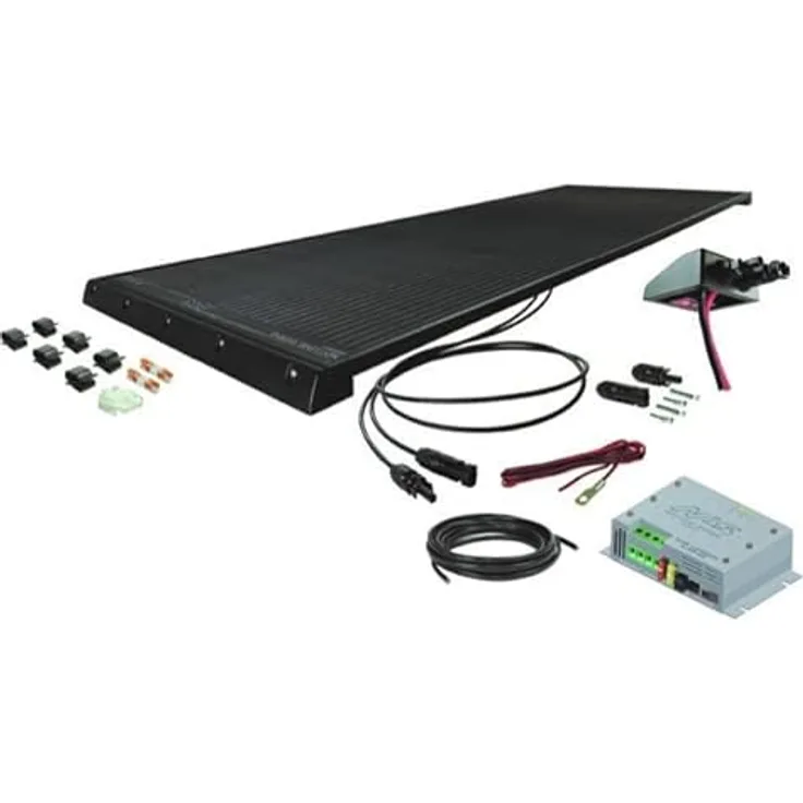 NLS Dual Air Solar-Komplettsystem 150W, Schwarz, mit MPP-Regler und Montagezubehör, 145x53x4 cm, 9,25 kg