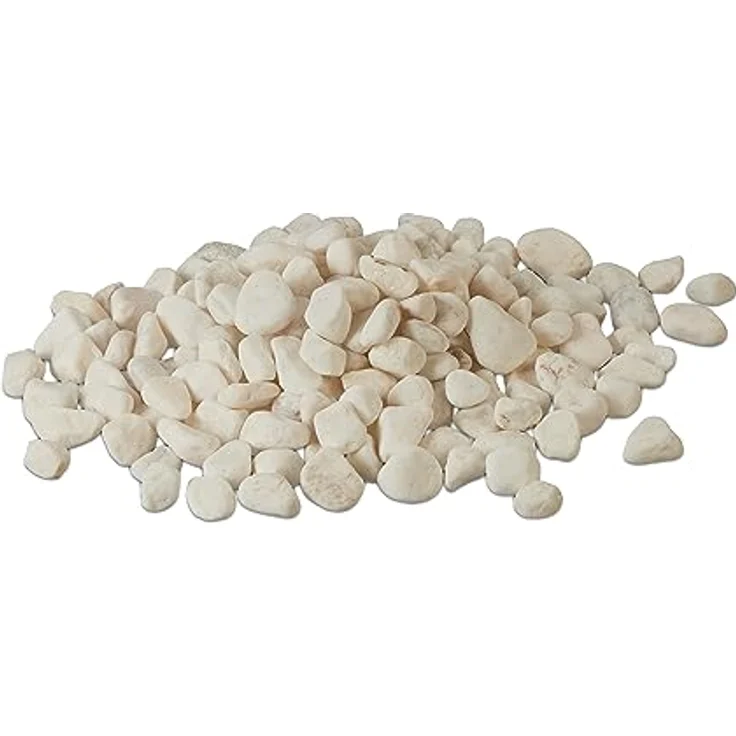 Relaxdays Marmorkies, 5kg, Dekosteine, Kieselsteine, Gartenkiesel, Beet, Blumentopf, Grab, Zierkies, weiß, Marmor, 15-25mm – Bild 1