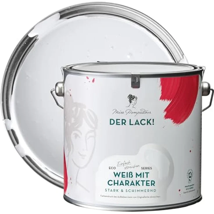 MissPompadour Holzfarbe Weiß mit Charakter, 2,5L seidenmatte Möbelfarbe für Innen & Außen, witterungsbeständig, hohe Deckkraft, geruchsarm – Bild 1