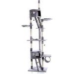 Wiltec Kratzbaum 240-260 cm grau, Katzenkratzbaum deckenhoch mit Sisal, Kletterbaum für Katzen, Deckenspanner Katzenbaum mit Hängematten