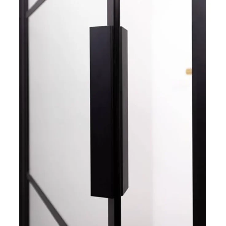 Riho Grid Dusche, 90x90x200 cm, Pendeltür aus klarem Sicherheitsglas, Rahmen in mattschwarz, Industrie-Design – Bild 4