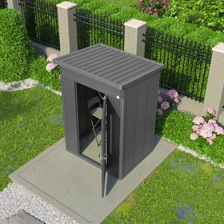 GFP Primeyard Gerätehaus Metall Gartenhaus 158x122x231 cm Geräteschuppen Pultdach anthrazit – Bild 3