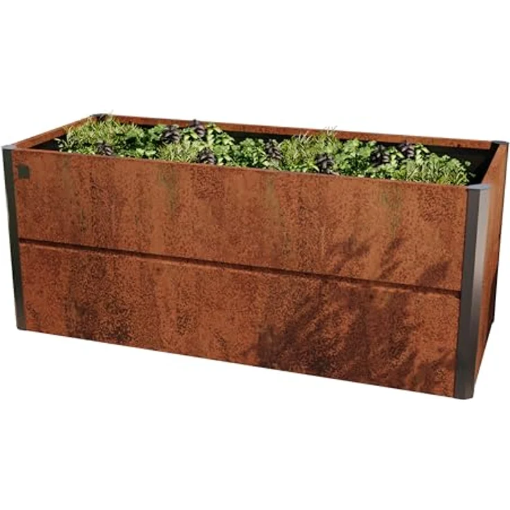 GFP PRIMEYARD 200 x 85 x 77 cm Hochbeet Nele, Cortenstahl, Rost-Optik, Wetterfester Corten Stahl, Robuste Konstruktion, Trendige Rost-Optik – Bild 1