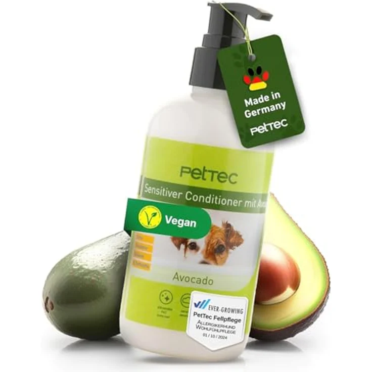 PetTec Tiershampoo Hundeconditioner Avocadoöl, 250 ml, vegan, allergenfrei, Made in Germany – Bild 1