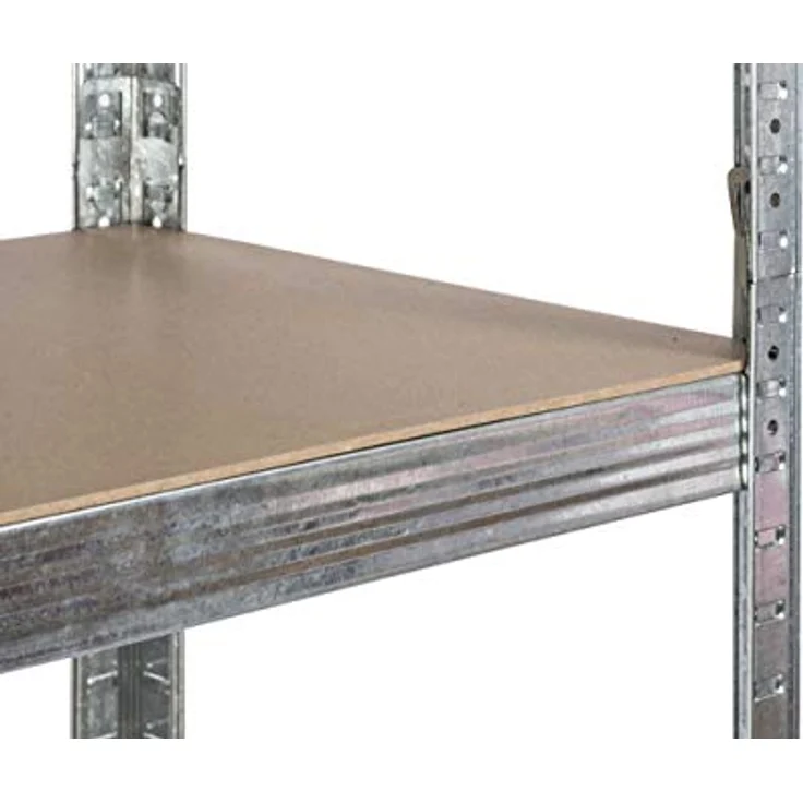 Humberg HR-814 Kellerregal, Schwerlastregal mit Stahlgestell, bis 900 kg belastbar, 6 MDF-Regalböden, 222 x 90 x 40 cm, Silber – Bild 4