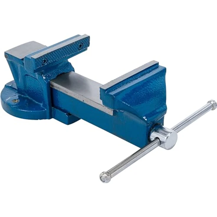 BGS Parallel-Schraubstock 58260, 100 mm Spannbacken, Ambossfläche, Werkbankschraubstock, spezialguß, blau – Bild 3
