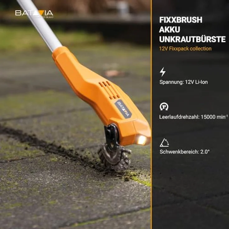 Batavia 12V Fixxbrush – Leistungsstarke Unkrautbürste mit schwingendem Bürstenkopf, ergonomischem Griff und kompatiblem Fixxpack-Akkusystem – Bild 8
