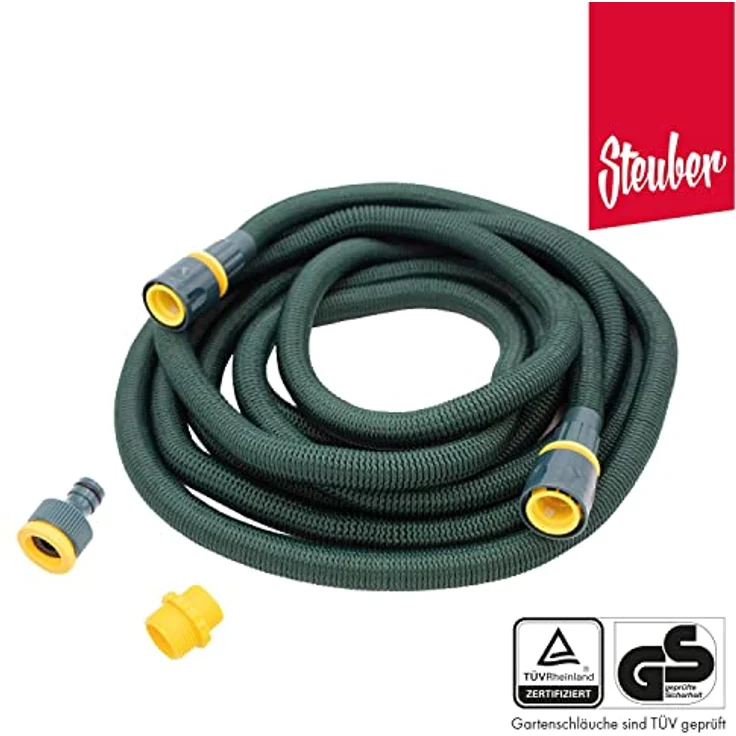 Steuber Flexibler Gartenschlauch Platinum GREEN mit 8 Sprühkopf-Funktionen, 33m, Süd Siegel, m. Adapter & Verbindungsstück, beliebig erweiterbar – Bild 3