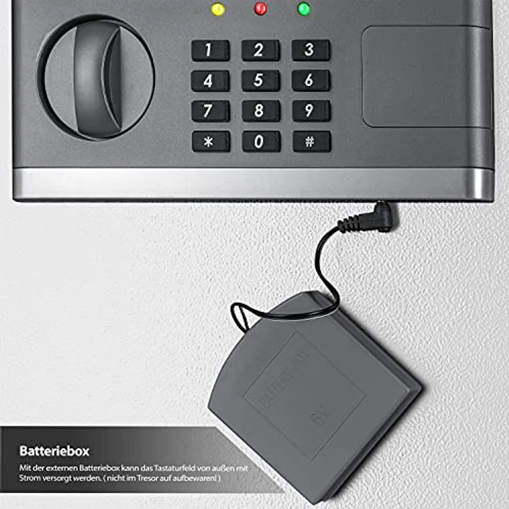 KESSER® Elektr. Tresor | 31x20x20cm | Inkl. Batteriebox | Elektronischer Safe | 3x Doppelbolzenverriegelung | Boden Wandtresor | Möbeltresor | Innenbeleuchtung | Panzerschran Zahlenschloss – Bild 5
