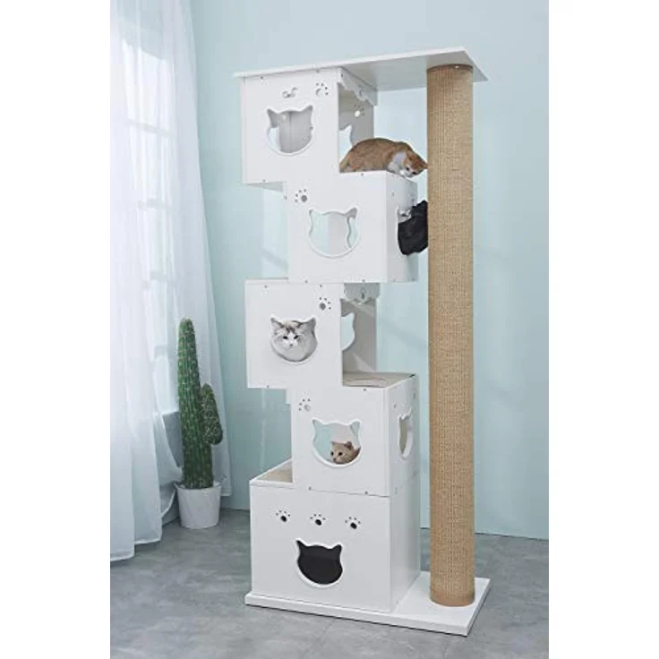 Cats Design Kratzbaum Grosse Katzen stabil/Katzenbaum XXL Edel/Katzenhaus katzenhöhle Katzenbett Multi Cat Tree 5 Stepp D5a – Bild 5