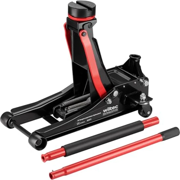 XPOtool Rangierwagenheber hydraulisch 3t, 85-500mm Hubhöhe, Fahrbarer Autoheber mit Doppelkolben und vier Rollen – Bild 2