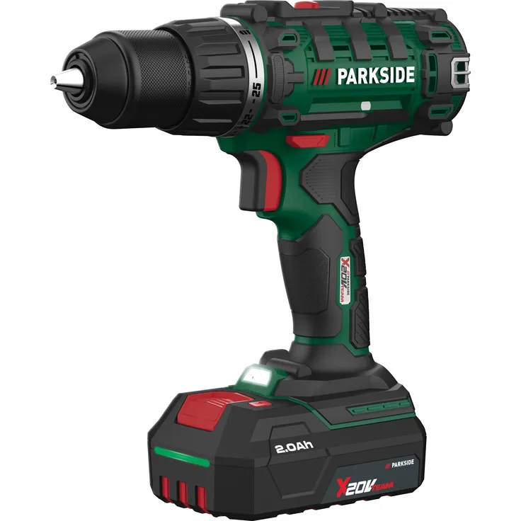PARKSIDE® 20 V Akku-Bohrschrauber-Set »PABS 20-Li I9«, inkl. 2 Akkus und Ladegerät, mit 45 Nm Drehmoment und LED-Arbeitsleuchte