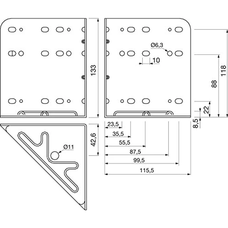 vasalat Bettwinkel Eckverbinder 4er-Set, Stabiler Stahl-Holzverbinder in Silbergrau mit Rundloch für Bettfüße – Bild 4