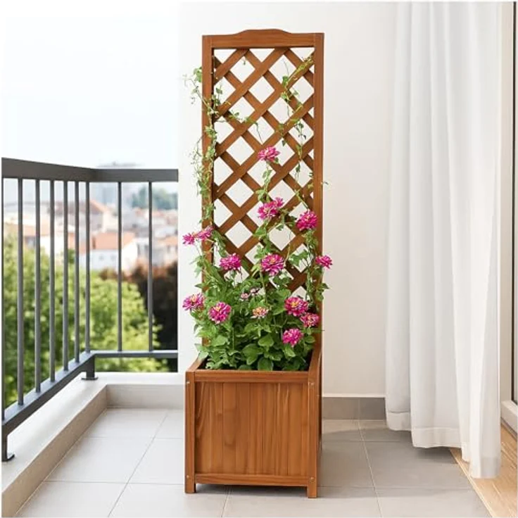 HTI-Living Pflanzkübel Heidi Small Braun mit Rankgitter, dekorativer Blumenkasten mit Spalier, Maße 38 x 150 x 38 cm – Bild 1