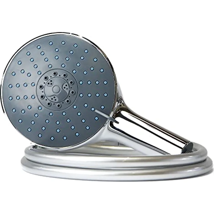 Bath4U Duschkopf 150mm, 3/4 Zoll Anschluss mit 7 Strahlarten und 1,5m Schlauch inkl. Wasserspar-Aufsätzen