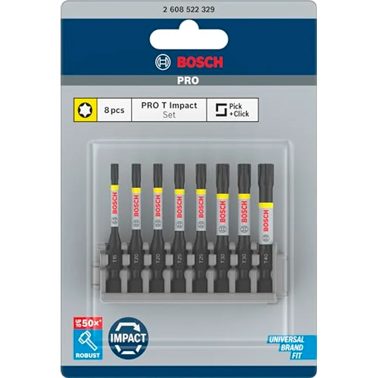 Bosch Professional 8tlg. Schrauber Bit Set Torx (Impact Control, T Bits, Länge 50 mm, Pick and Click) – Bild 3