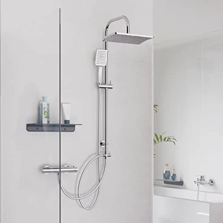 Schütte Duschset MALLORCA Duschsäule mit großer Regendusche, Handbrause mit 3 Strahlarten, Duschsystem ohne Armatur, Chrom – Bild 1