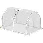 Outsunny Foliengewächshaus, Mini Gewächshaus, UV-beständige Frühbeet, Treibhaus, Tomatenhaus für Garten zur Aufzucht, Weiß, 99 x 71 x 60 cm