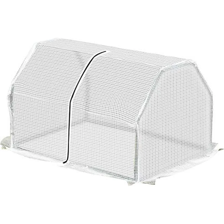 Outsunny Foliengewächshaus, Mini Gewächshaus, UV-beständige Frühbeet, Treibhaus, Tomatenhaus für Garten zur Aufzucht, Weiß, 99 x 71 x 60 cm