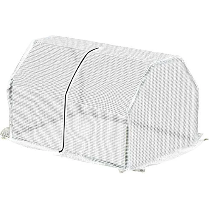 Outsunny Foliengewächshaus, Mini Gewächshaus, UV-beständige Frühbeet, Treibhaus, Tomatenhaus für Garten zur Aufzucht, Weiß, 99 x 71 x 60 cm – Bild 1