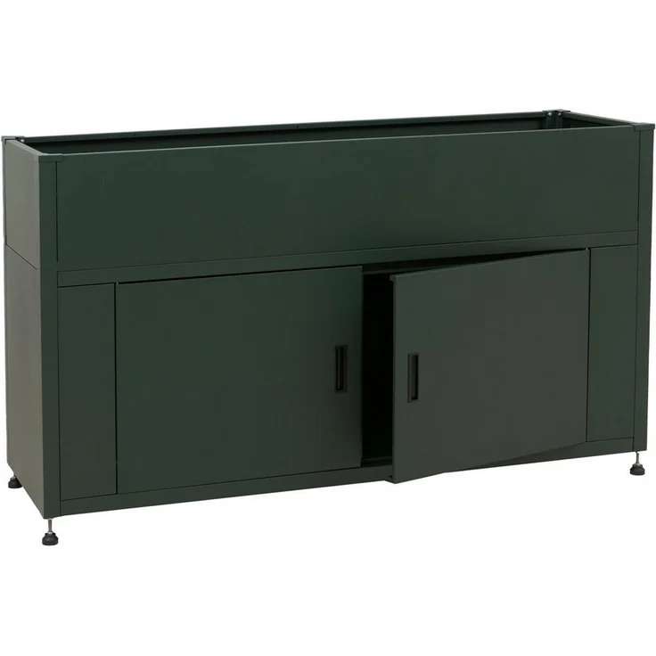 MCW Hochbeet MCW-O85-160, Metallhochbeet mit Magnetverschluss und integriertem Stauraum, rückenschonend und wetterbeständig