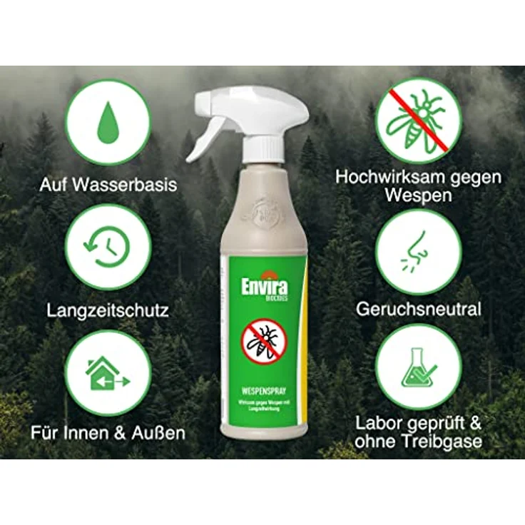 Envira Wespen-Spray gegen Wespen & Wespennester - Anti-Wespen-Spray zur Wespen-Abwehr mit Langzeitwirkung & auf Wasserbasis - 3 x 2 Liter + 2L Drucksprüher - Preisvergleich – Bild 2