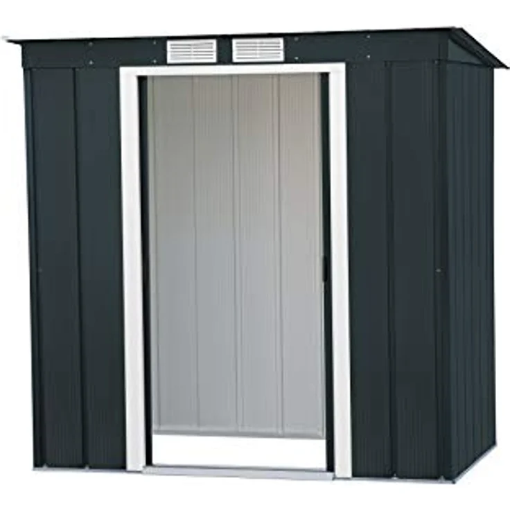 Duramax ECO 6 x 4 (2.17 m²) Metallgerätehaus mit Steildach, Gartenhaus aus feuerverzinktem Metall - Geräteschuppen, robuste und verstärkte Dachkonstruktion, wetterfester Metallschuppen, Anthrazit – Bild 2