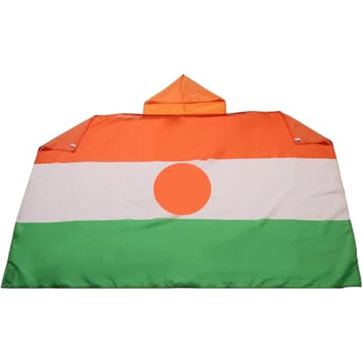 AZ FLAG Umhangflagge Niger 150x90 cm, nigrische Cape Fahne aus 100% Polyester mit Kapuze und integrierten Ärmeln, Body Flag 80g – Bild 1