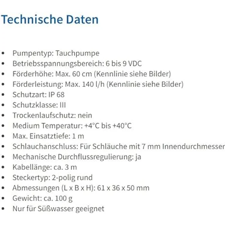 Esotec Solar Einzelpumpe Fountain 140, Tauchpumpe mit regelbarer Durchflussmenge, IP 68, max. 140 l/h – Bild 6