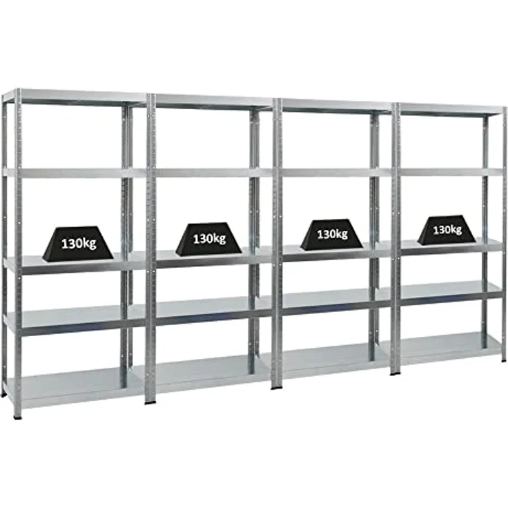 PROREGAL Mega Deal 4er-Sparset Metallregal Steel Eagle 180x80x40cm Fachlast 130kg Verzinkt Schwerlastregal, Küchenregal, Kellerregal, Steckregal, Garagenregal, Lagerregal - PROREGAL Schwerlastregal 130kg Fachlast, 180x80x40cm, Verzinkt, 4er-Sparset – Bild 1