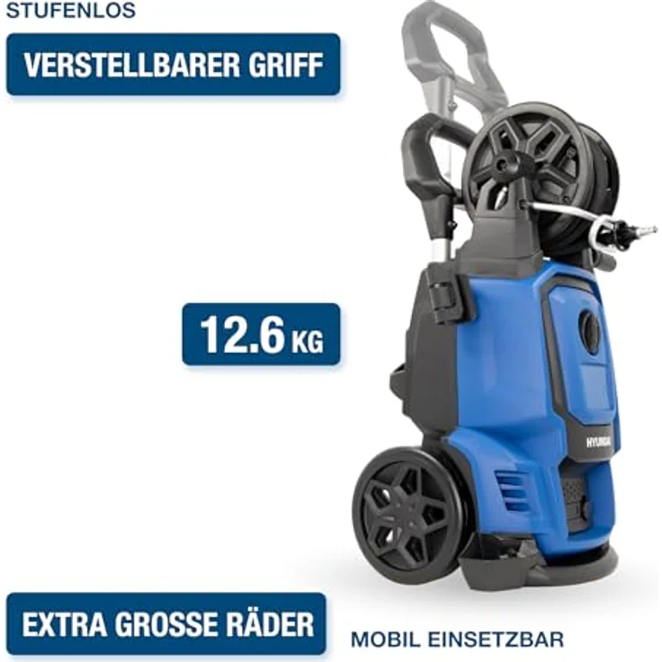 HYUNDAI Hochdruckreiniger HPW2000CE, 160 bar - 450 l/h, 2000 W, rotierende Turbodüse, Edelstahl-Lanze, Seifenflasche, rot – Bild 4