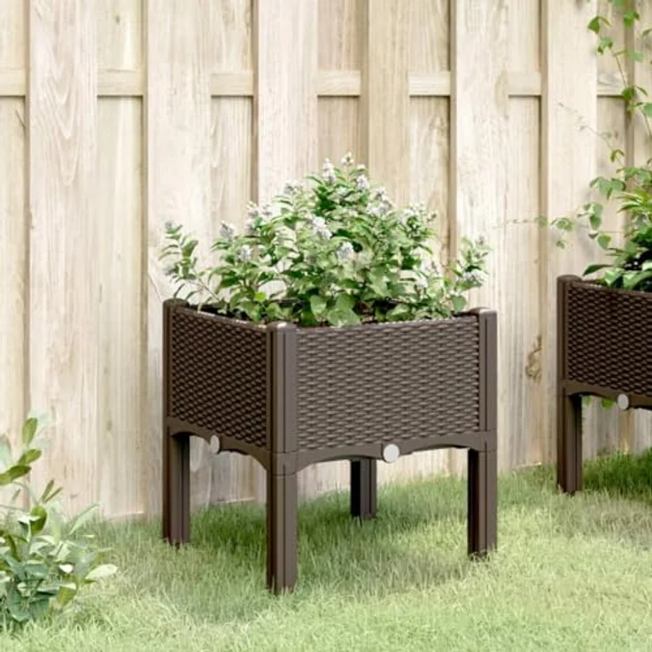 vidaXL Pflanzkasten mit Beinen Braun 40x40x42 cm PP – Bild 3