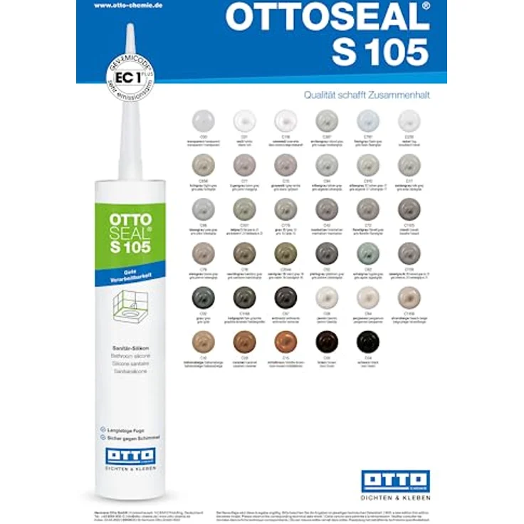 OTTOSEAL S 105 Sanitär-Silikon 310 ml Kartusche C43 manhattan - Langlebige Fuge, sicher gegen Schimmel – Bild 2