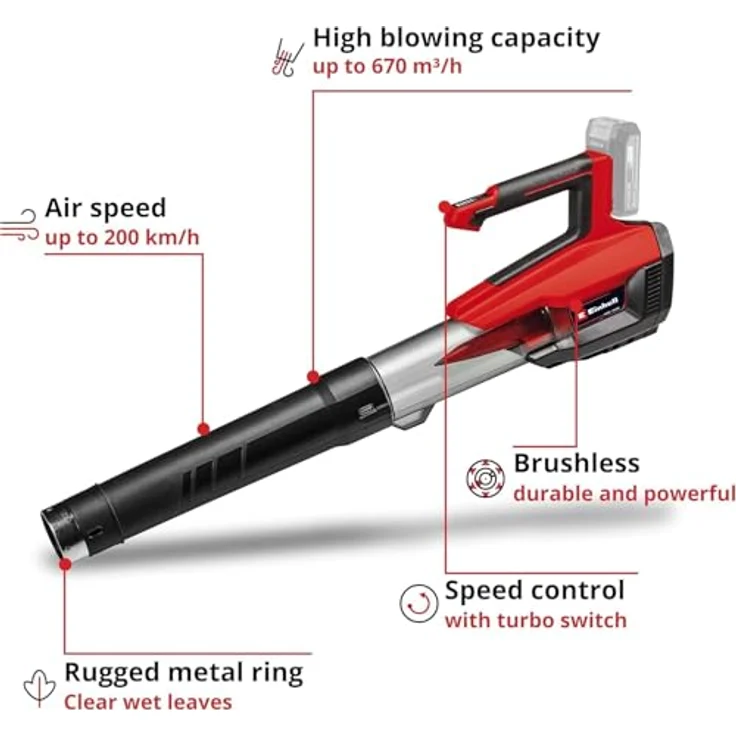 Einhell 18 V Akku-Laubbläser GP-LB 18/200 Li E-Solo PowerX-Change Solo-Gerät – Bild 3