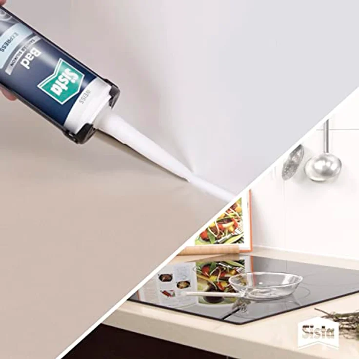 Sista Bad Express Sanitär Silikon weiß, Sanitär Silikon für das Bad, wasserfestes Silikon für viele Materialien*, schimmelresistente Dichtmasse, 1x280ml Kartusche – Bild 4