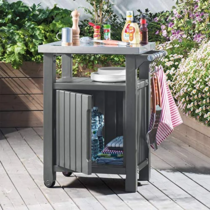 Keter Grill Beistelltisch 1-türig, Kunststoff, graphit, 54x70x90 cm, Modell 6130 – Bild 2