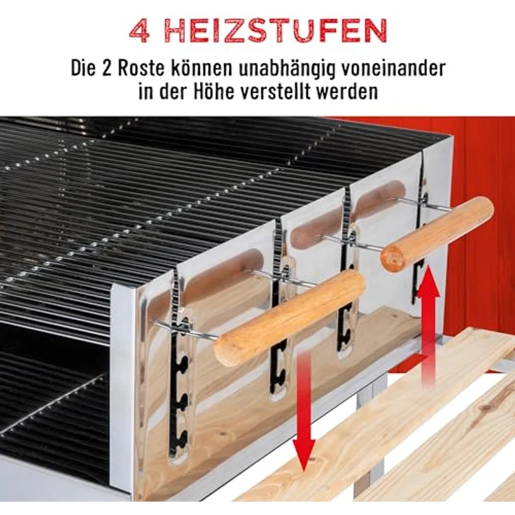 BBQ Holzkohlegrill Grillwagen aus Edelstahl 98 x 56 cm, Grillfläche 98 x 56 cm – Bild 5