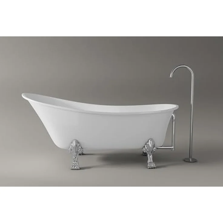 Bernstein Freistehende Badewanne PARIS Acryl, Weiß Glänzend 176x71cm, mit Chromfüßen, ohne Armatur – Bild 3