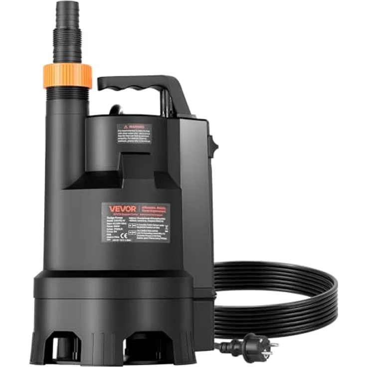 VEVOR Tauchpumpe 690W, 17500L/h PP-GF20, 9m Förderhöhe mit automatischem Schwimmerschalter – Bild 1