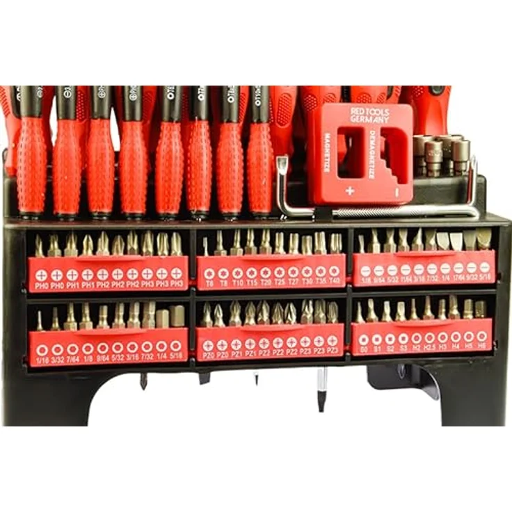Red Tools Schraubendreher- und Bit-Set XXL - 101 teilig - Winkel- und Präzisionsschraubendreher - inkl. Stecknüsse - PZ,PH,T, Vierkant, Innensechskant u.v.m. – Bild 2