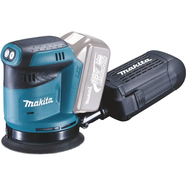 Makita DBO180Z Akku-Exzenterschleifer, 16 x 450 mm Scheibendurchmesser 125 mm 18 V Li-Ion Klett-Fix ohne Akku und Ladegerät